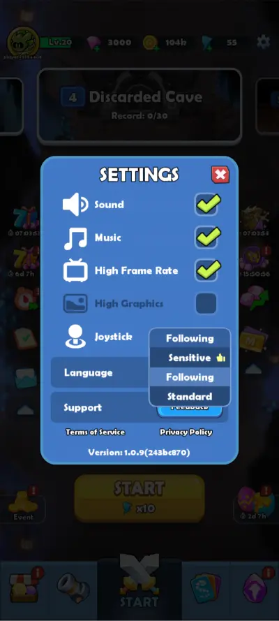 sssnaker joystick settings