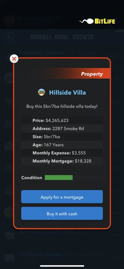 bitlife hillside villa