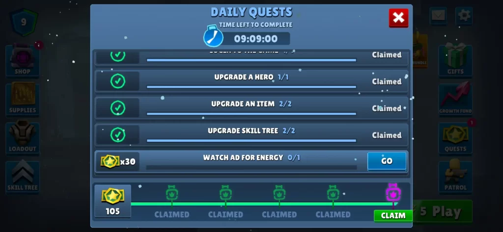 autogun heroes daily quests