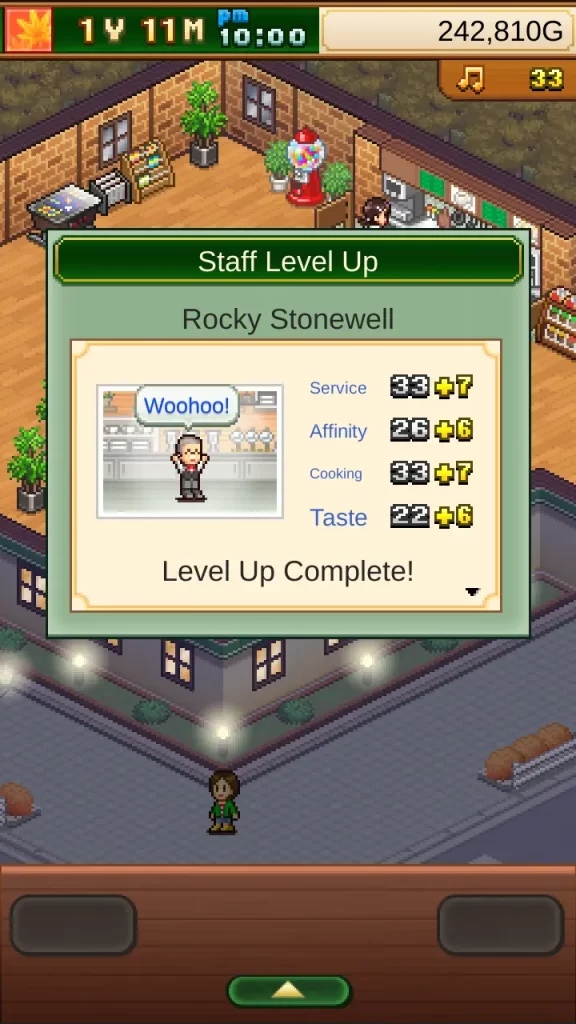 cafe master story staff level up