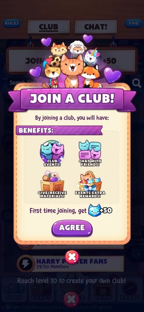joining a club in cat game the cats collector