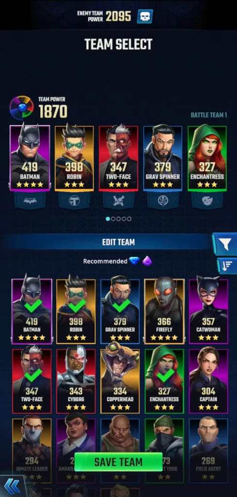 dc heroes and villains match 3 enemy team power