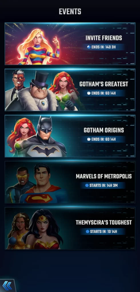 dc heroes and villains match 3 events