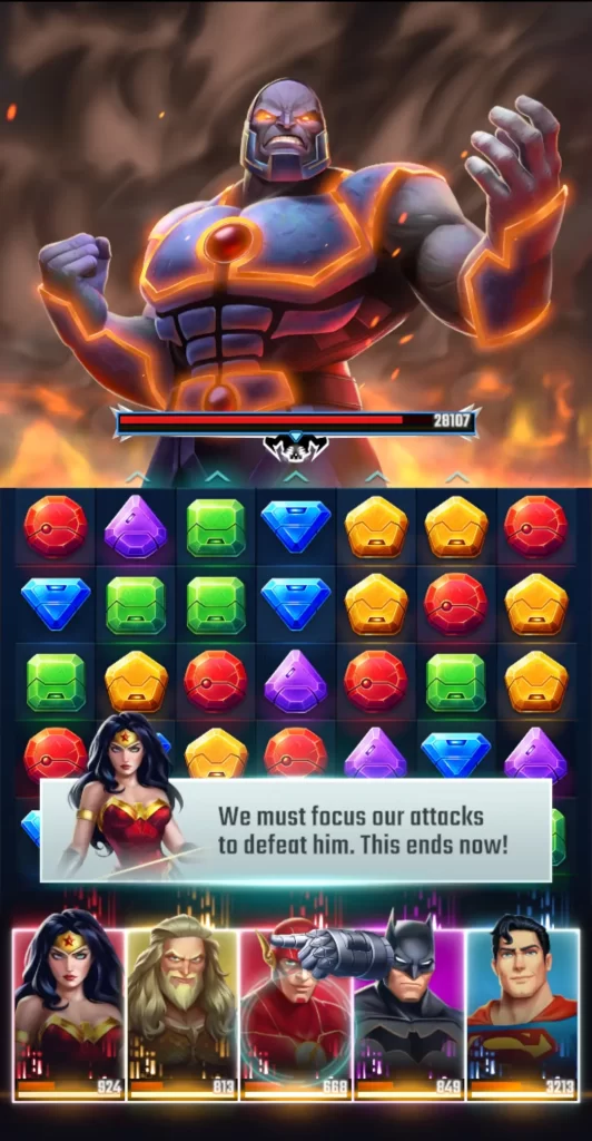 dc heroes and villains match 3 attack
