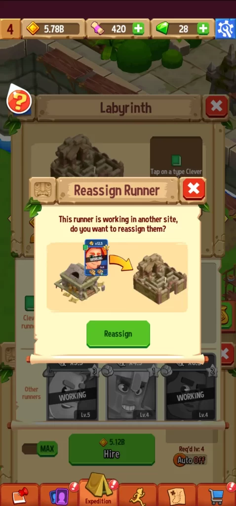 reassigning runner in temple run idle explorers