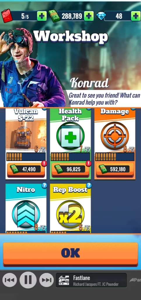 fastlane road to revenge workshop power-ups