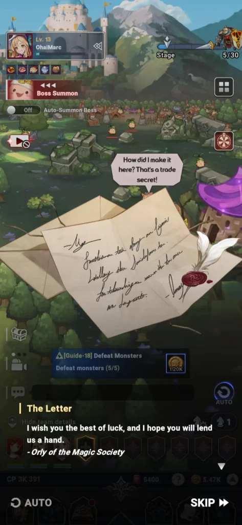 seven knights idle adventure the letter