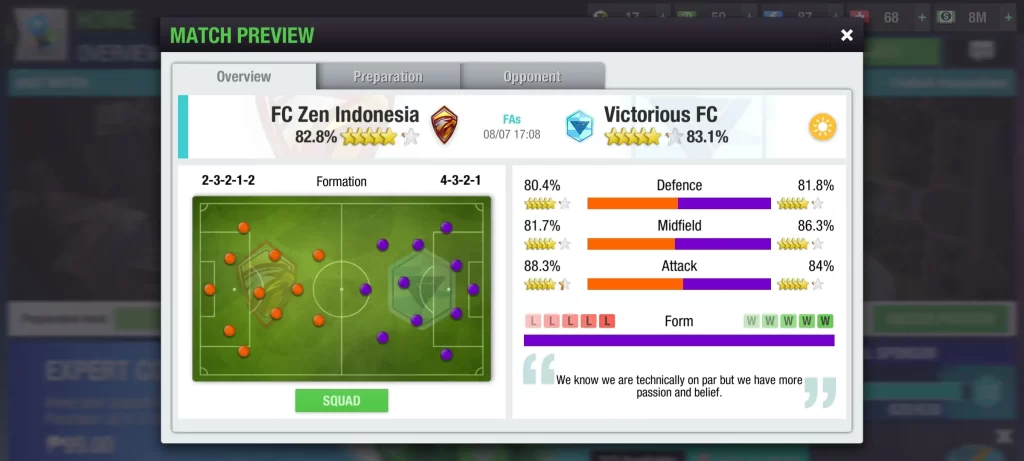 top eleven 2024 match preview