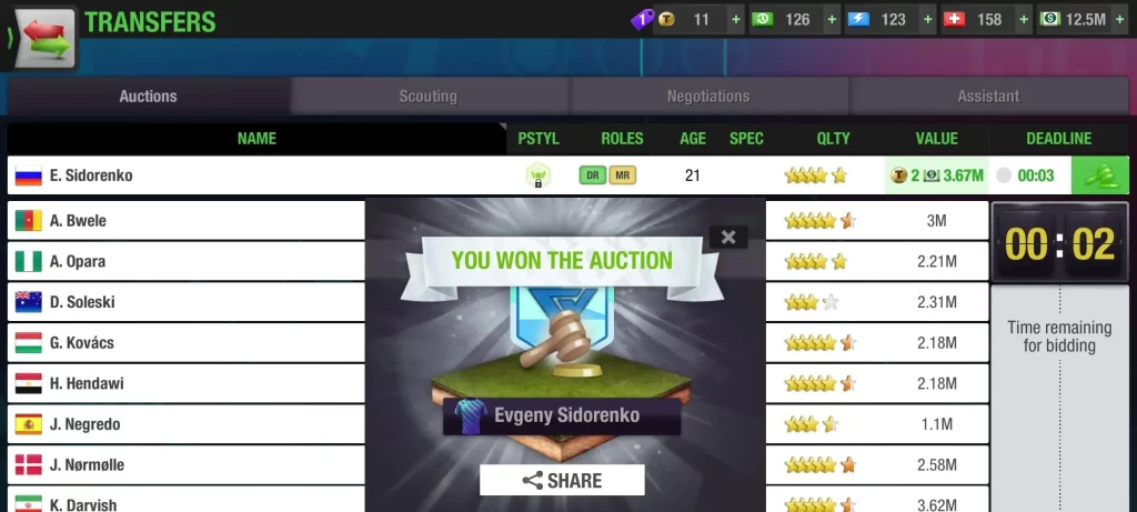 winning the auction in top eleven 2024