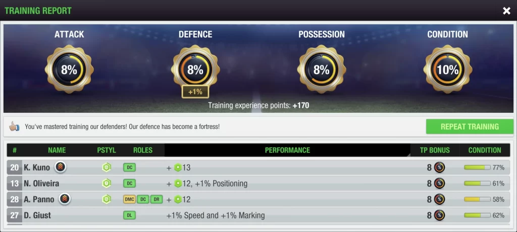 top eleven 2024 tactical training