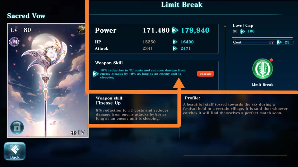 evertale weapon skill limit break