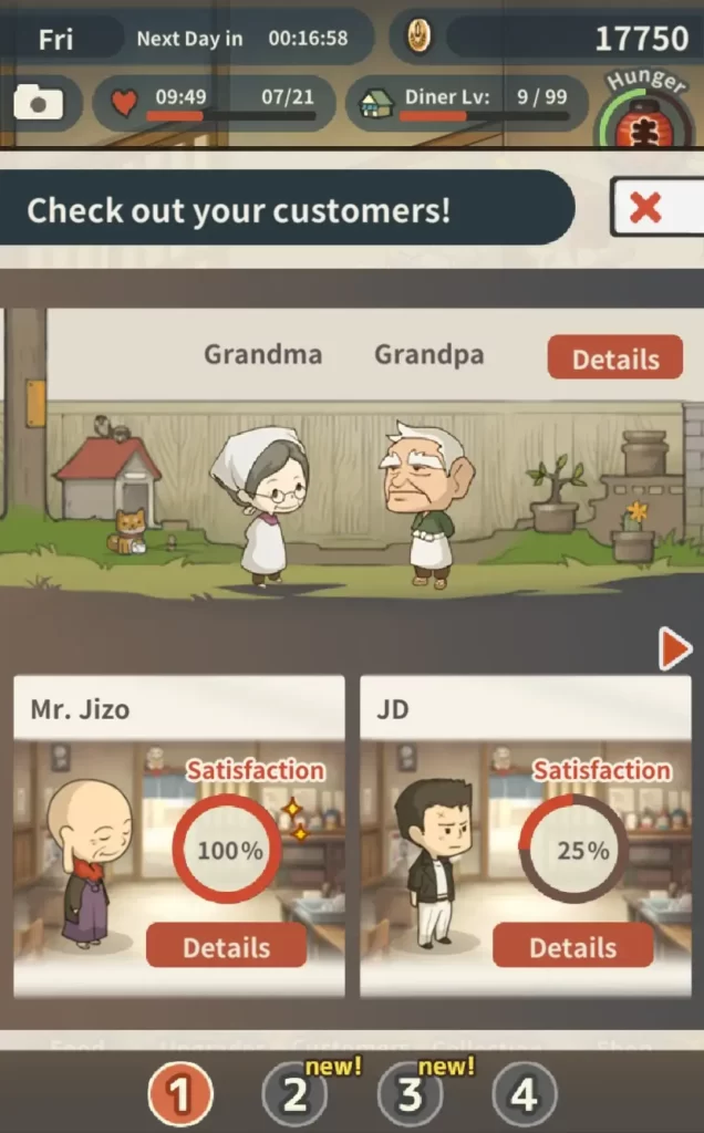 conversation with a customer in hungry hearts diner memories