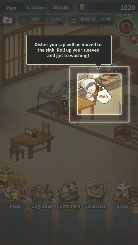 washing the dishes in hungry hearts diner memories