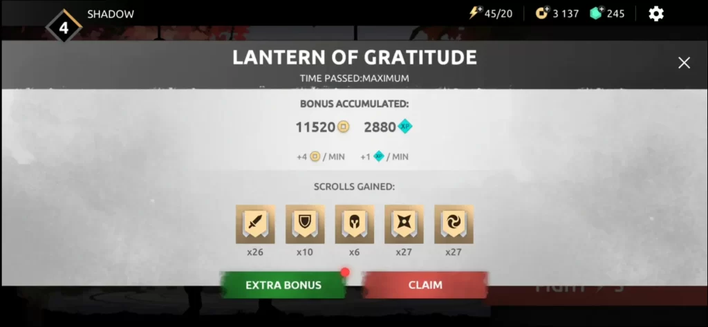 shades shadow fight roguelike lantern of gratitude