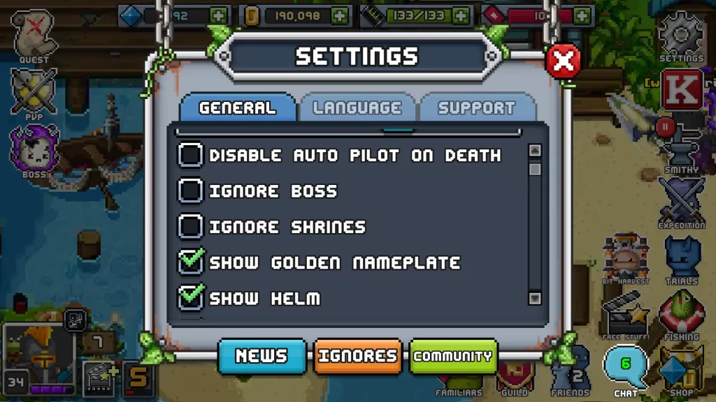 bit heroes quest settings