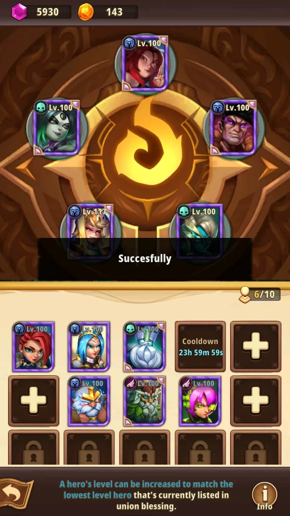 leveling up heroes in heroes awaken