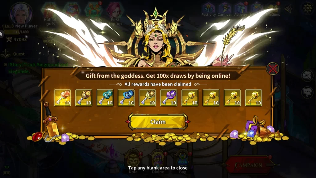 myth gods of asgard online rewards