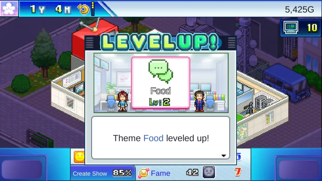 tv studio story theme food level up