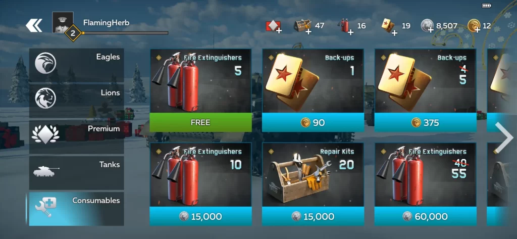 war thunder mobile consumables