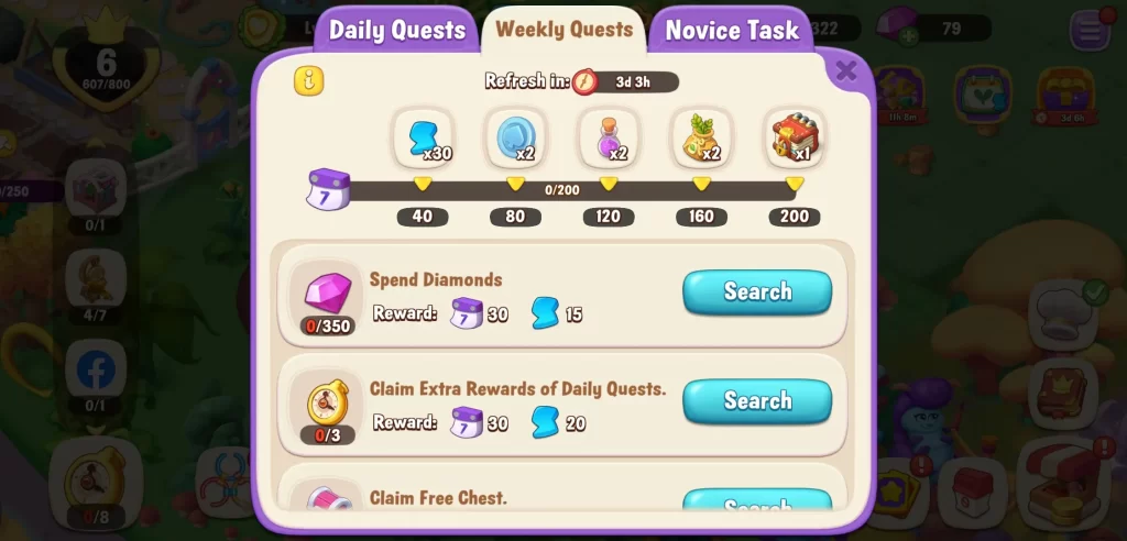 alice's dream merge island weekly quests