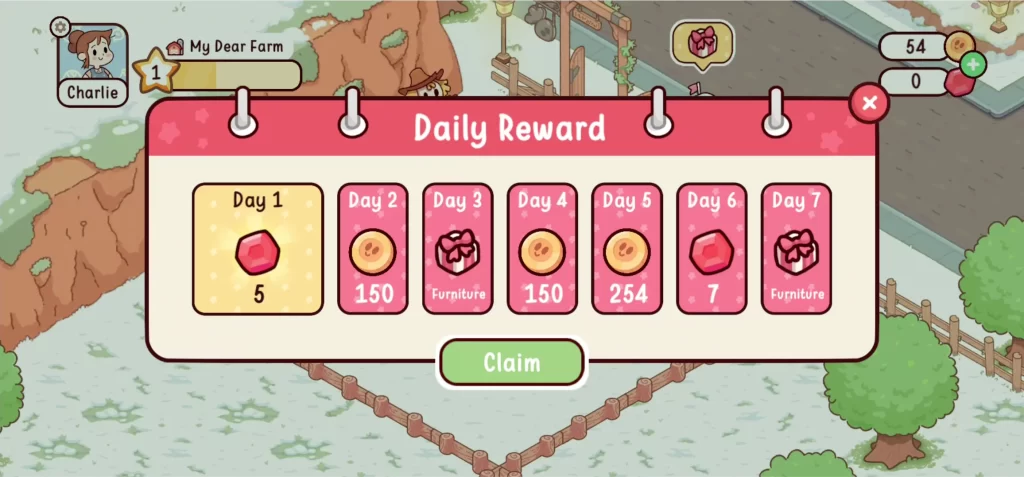 my dear farm daily reward